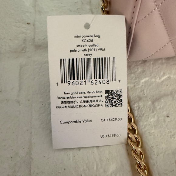NWT - Kate Spade Carey Chain Quilted Camera Bag, Pale Amethyst - Picture 3 of 3
